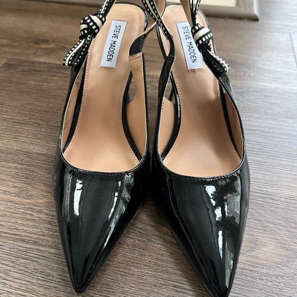 Steve Madden BRI Black Patent Slingback Heels Sz 11 - Picture 2 of 8